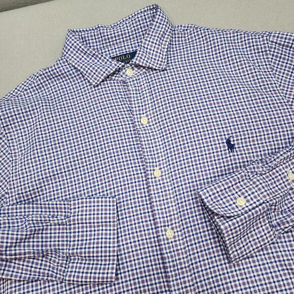 Polo Ralph Lauren Other - Polo Ralph Lauren Men's Button Up Shirt Purple Blue Check Sz L‎